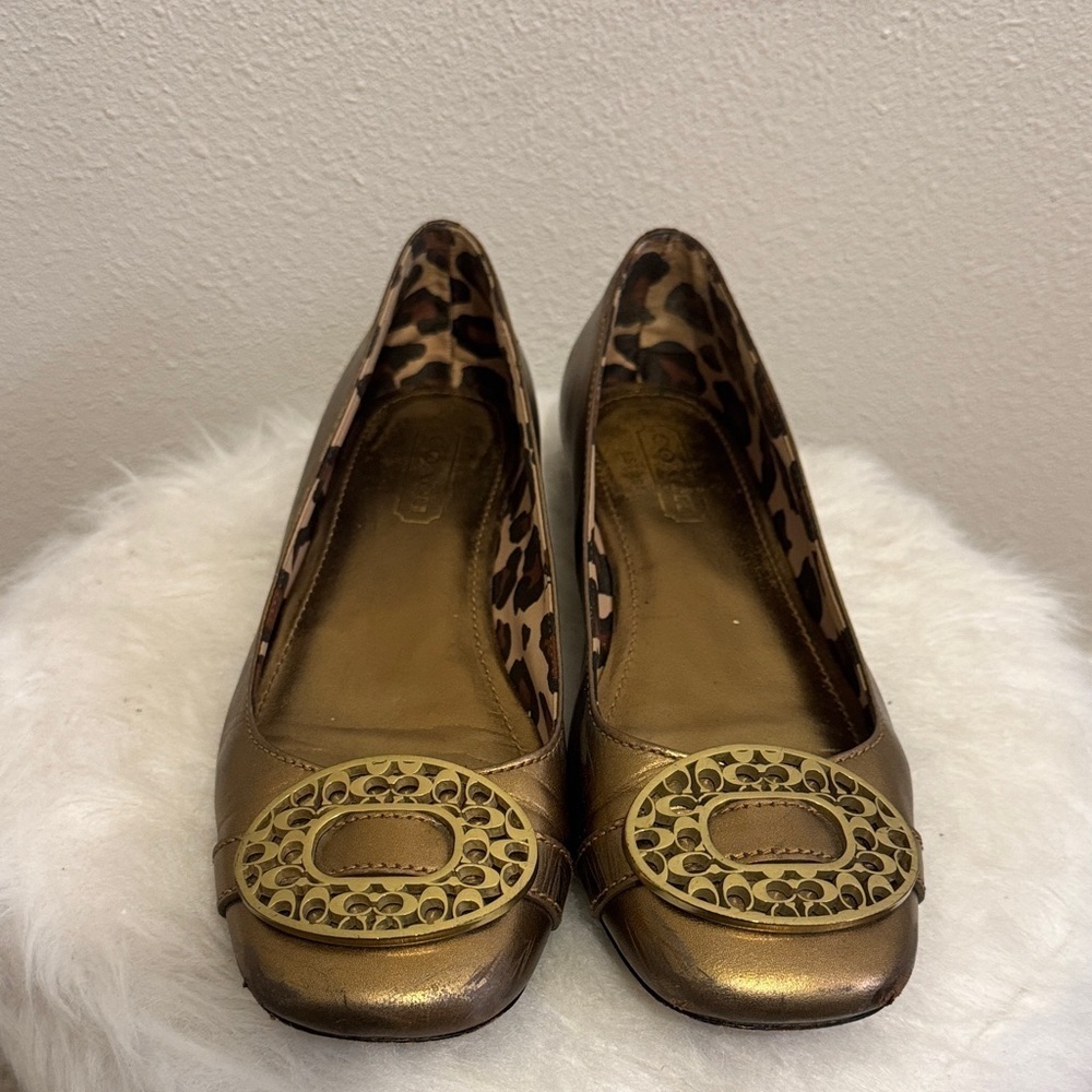 Coach Babs Leather Golden Logo Flats